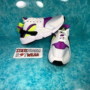 Nike Air Huarache White Purple Women’s Leather Low Top Athletic Shoes Sneakers